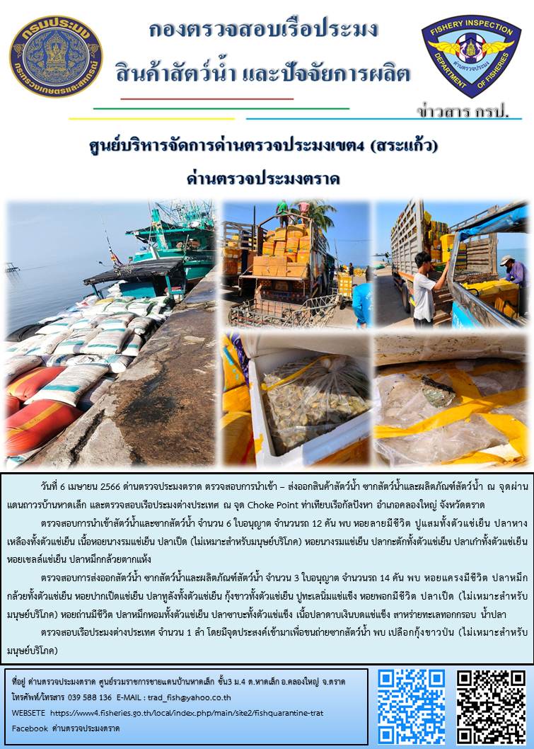 ผลการปฏิบัติงานประจำวันที่ 6 เมษายน 2566..คลิก