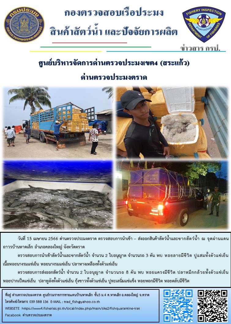 ผลการปฏิบัติงานประจำวันที่ 15 เมษายน 2566..คลิก
