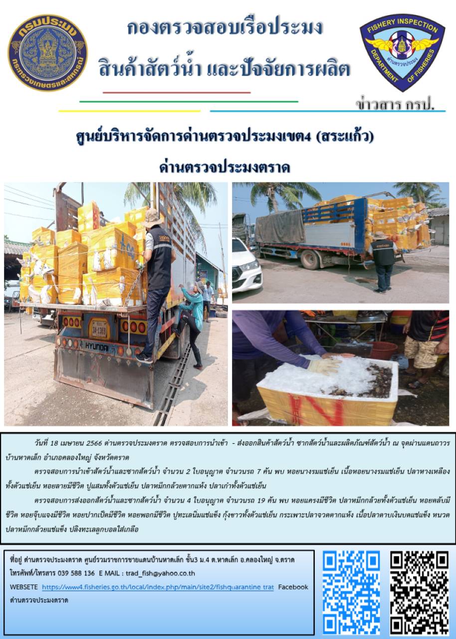 ผลการปฏิบัติงานประจำวันที่ 18 เมษายน 2566..คลิก