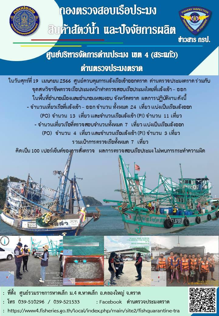 ผลการปฏิบัติงานประจำวันที่ 19 เมษายน 2566..คลิก