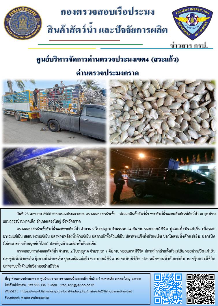 ผลการปฏิบัติงานประจำวันที่ 23 เมษายน 2566..คลิก