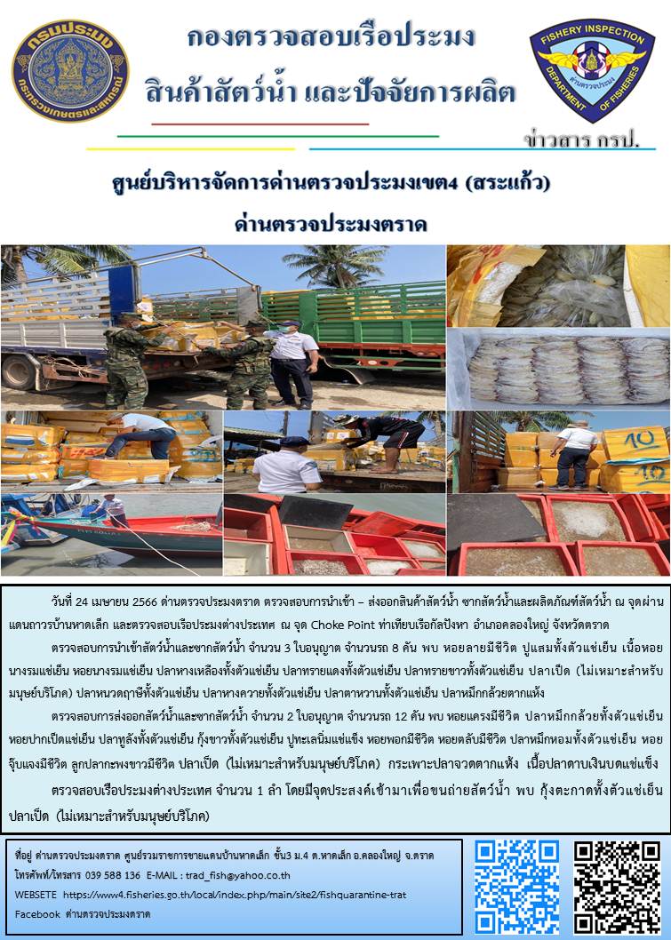 ผลการปฏิบัติงานประจำวันที่ 24 เมษายน 2566..คลิก