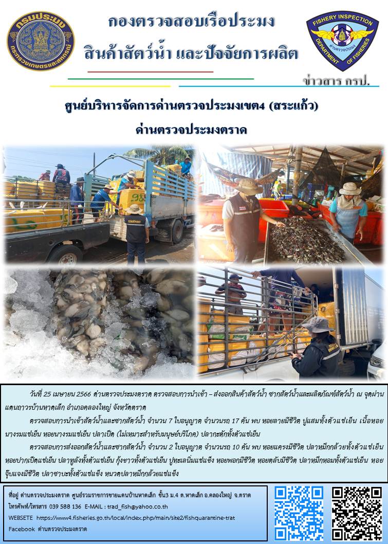 ผลการปฏิบัติงานประจำวันที่ 25 เมษายน 2566..คลิก