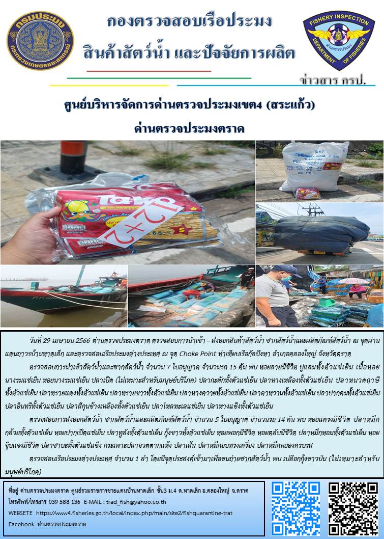 ผลการปฏิบัติงาน ประจำวันที่ 29 เมษายน 2566..คลิก
