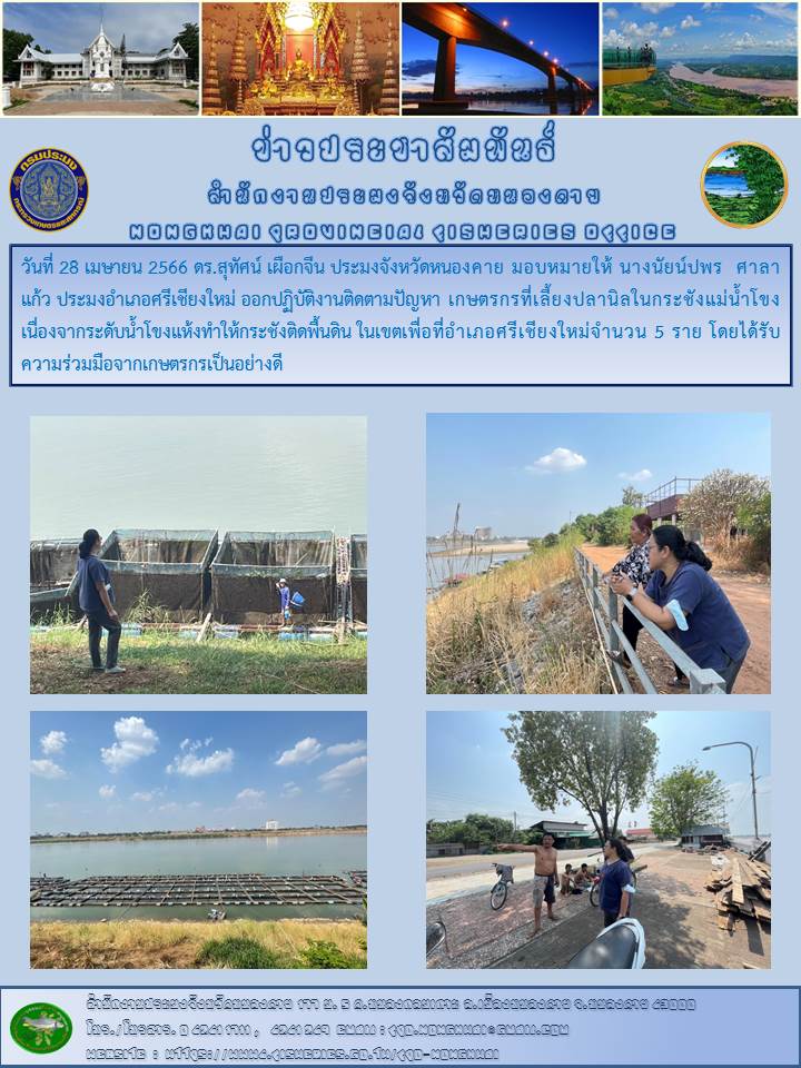 ออกปฏิบัติงานติดตามปัญหา เกษตรกรที่เลี้ยงปลานิลในกระชังแม่น้ำโขง..คลิก