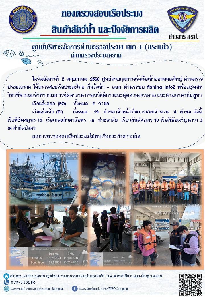 ผลการปฏิบัติงานประจำวันที่ 2 พฤษภาคม 2566..คลิก