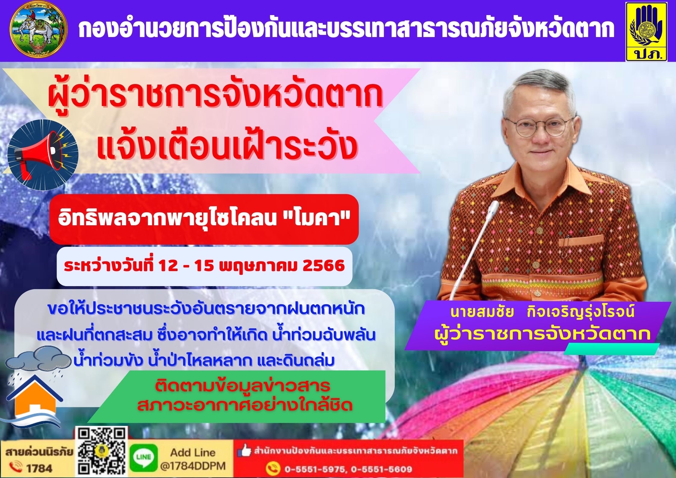 เฝ้าระวังอิทธิพลจากพายุไซโคลน “โมคา”..คลิก
