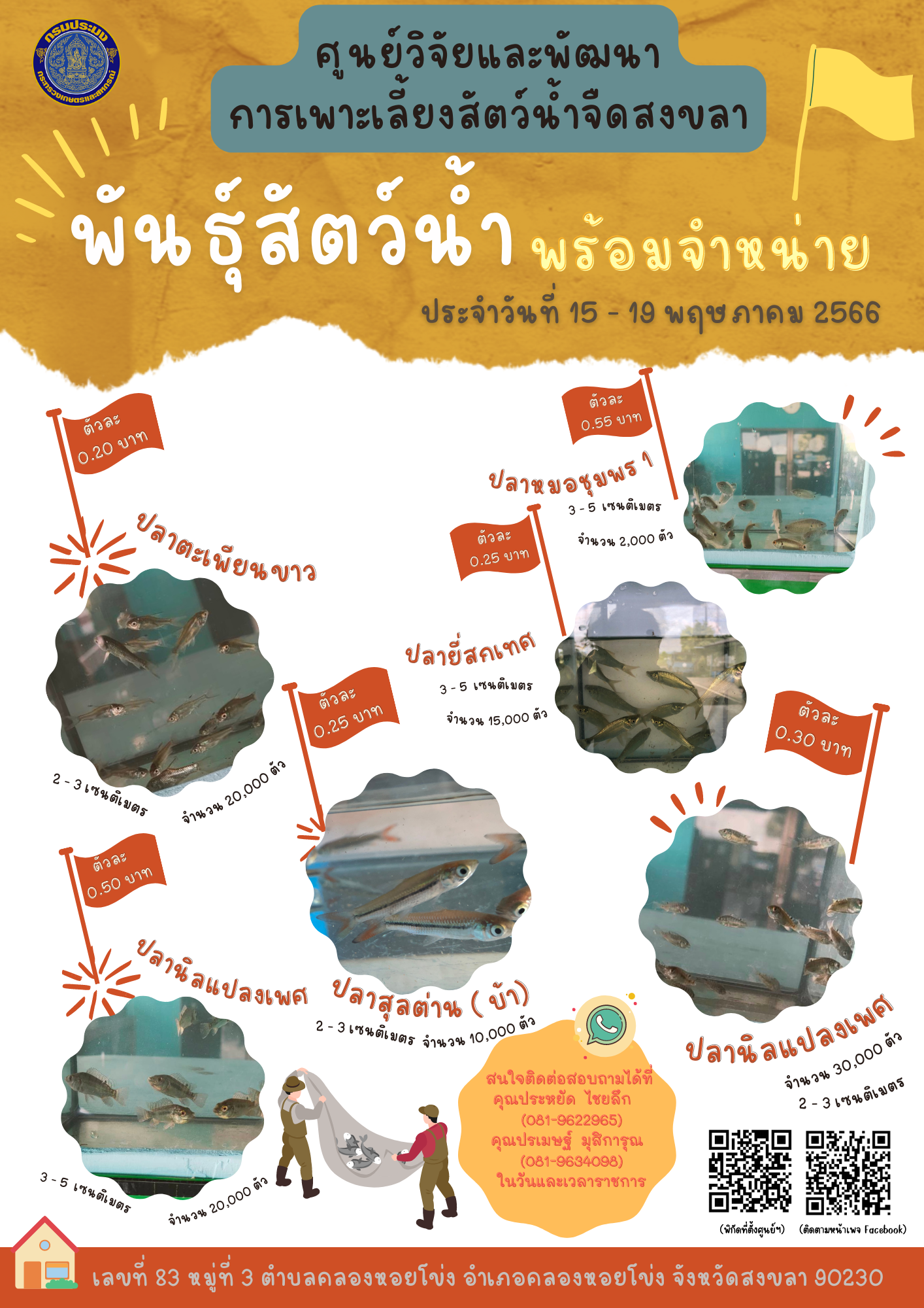 พันธุ์สัตว์น้ำพร้อมจำหน่าย