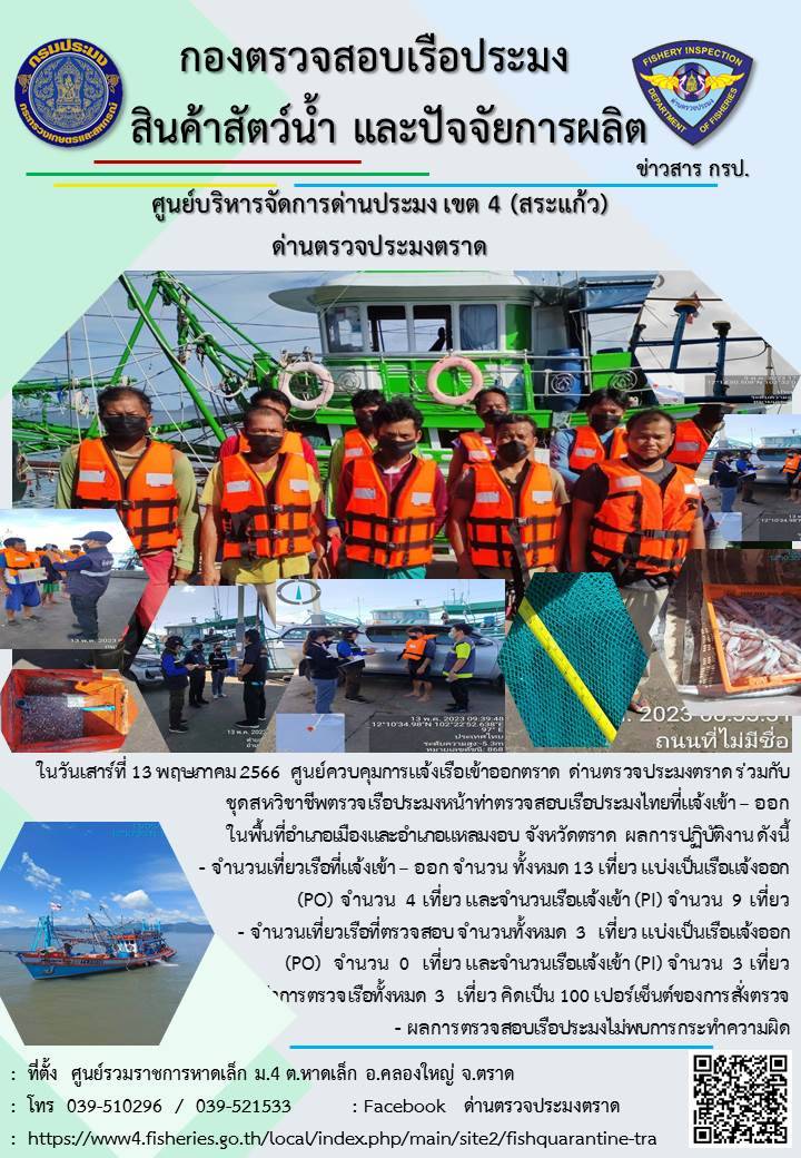 ผลการปฏิบัติงาน ประจำวันที่ 13 พฤษภาคม 2566..คลิก
