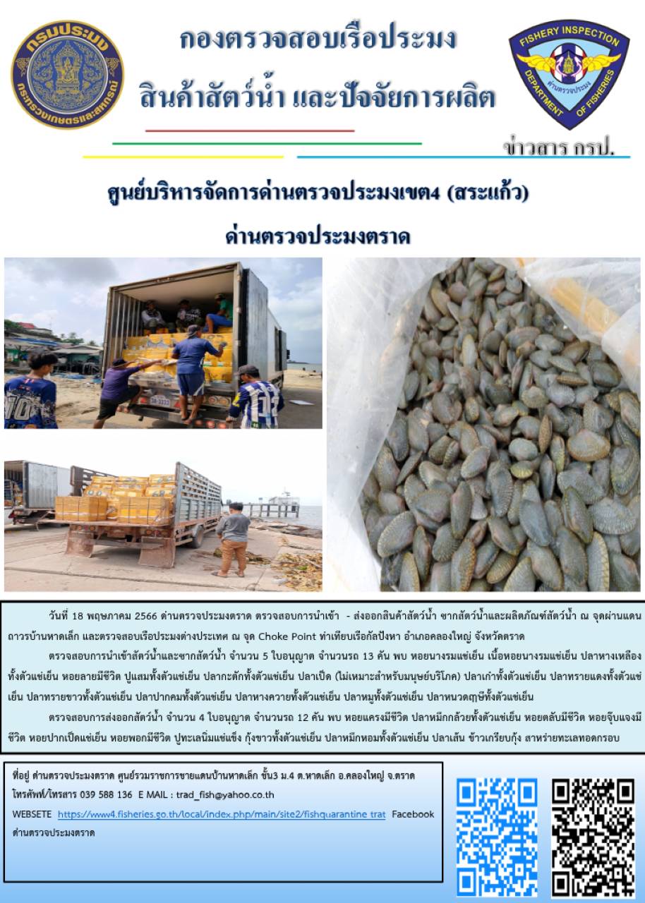 ผลการปฏิบัติงานประจำวันที่ 18 พฤษภาคม 2566..คลิก