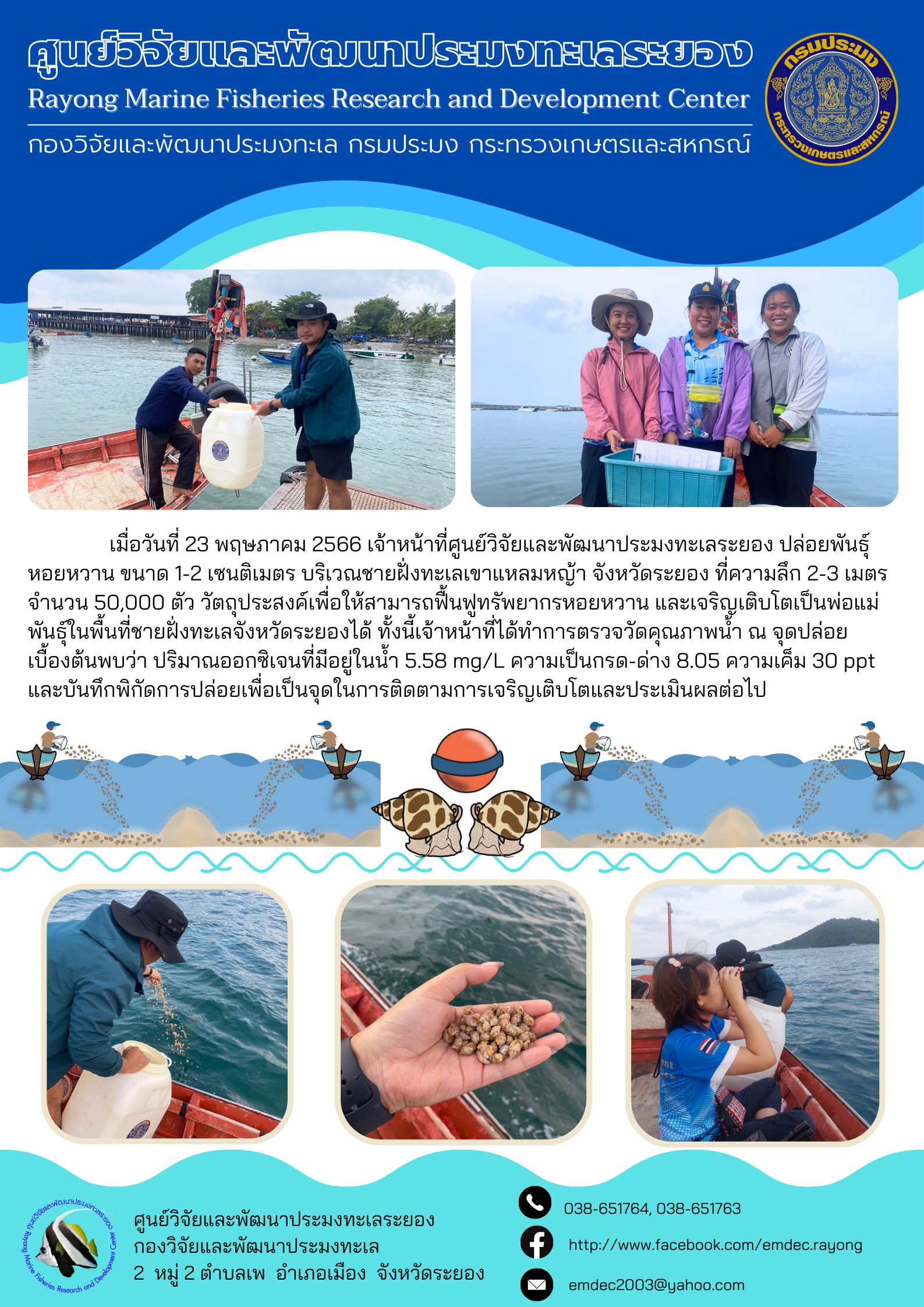 กิจกรรมปล่อยพันธุ์หอยหวาน จังหวัดระยอง
