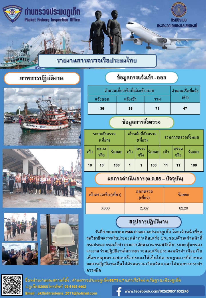 ข่าวประชาสัมพันธ์กิจกรรมการตรวจเรือประมงพาณิชย์แจ้งเข้า - ออก วันที่ 9 พฤษภาคม 2566..คลิก