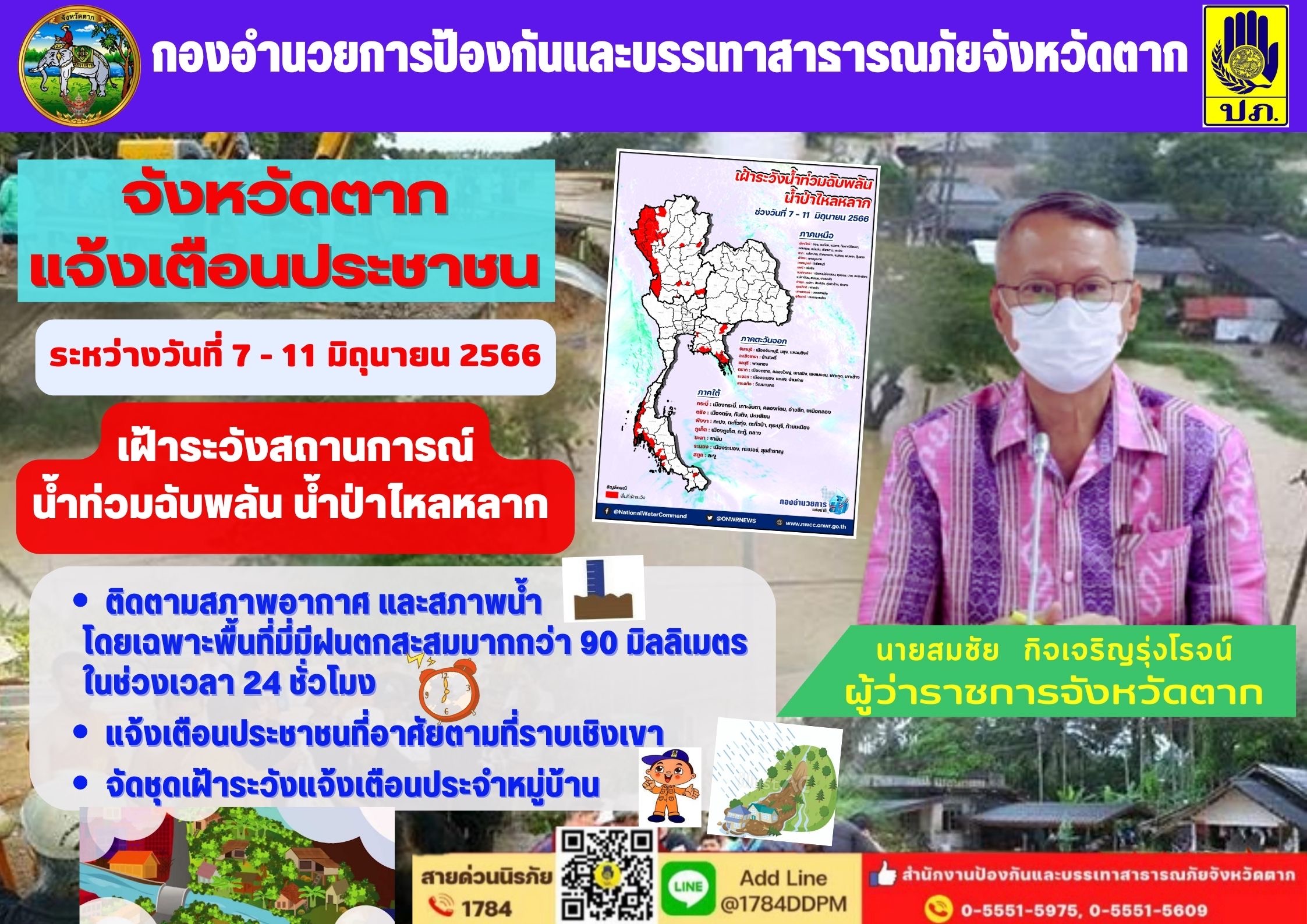 เฝ้าระวังสถานการณ์น้ำท่วมฉับพลัน น้ำป่าไหลหลาก..คลิก