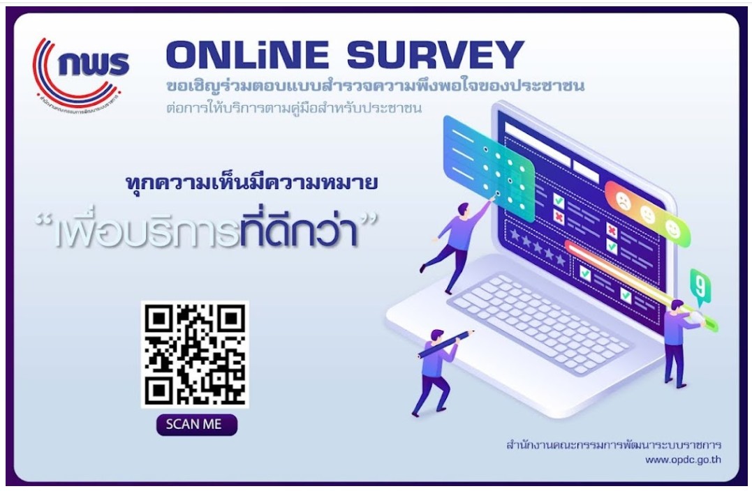 สำนักงาน ก.พ.ร. :สำรวจความพึงพอใจของประชาชนต่อการให้บริการของหน่วยงานของรัฐ