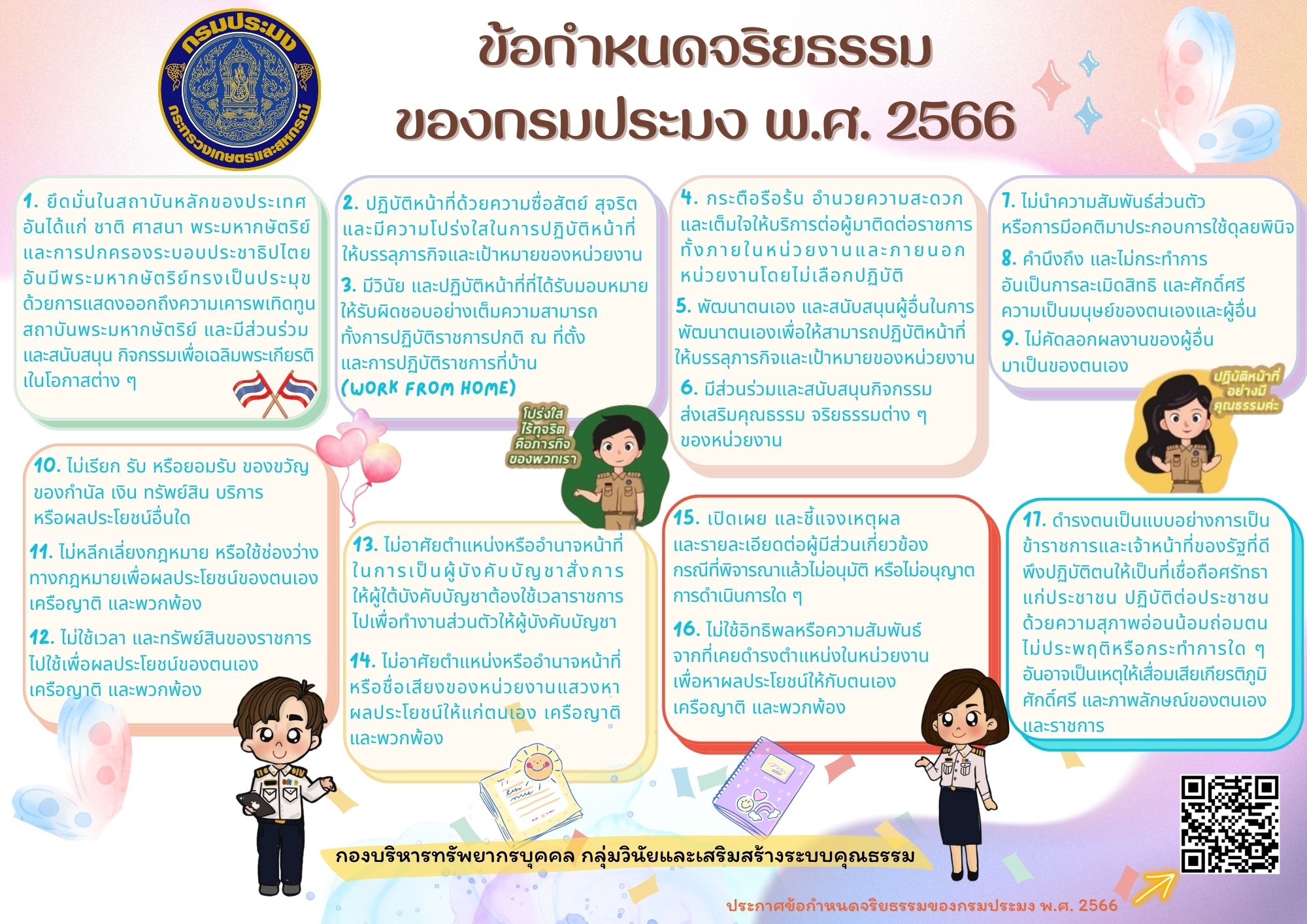 ประกาศข้อกำหนดจริยธรรมของกรมประมง พ.ศ. 2566..คลิก
