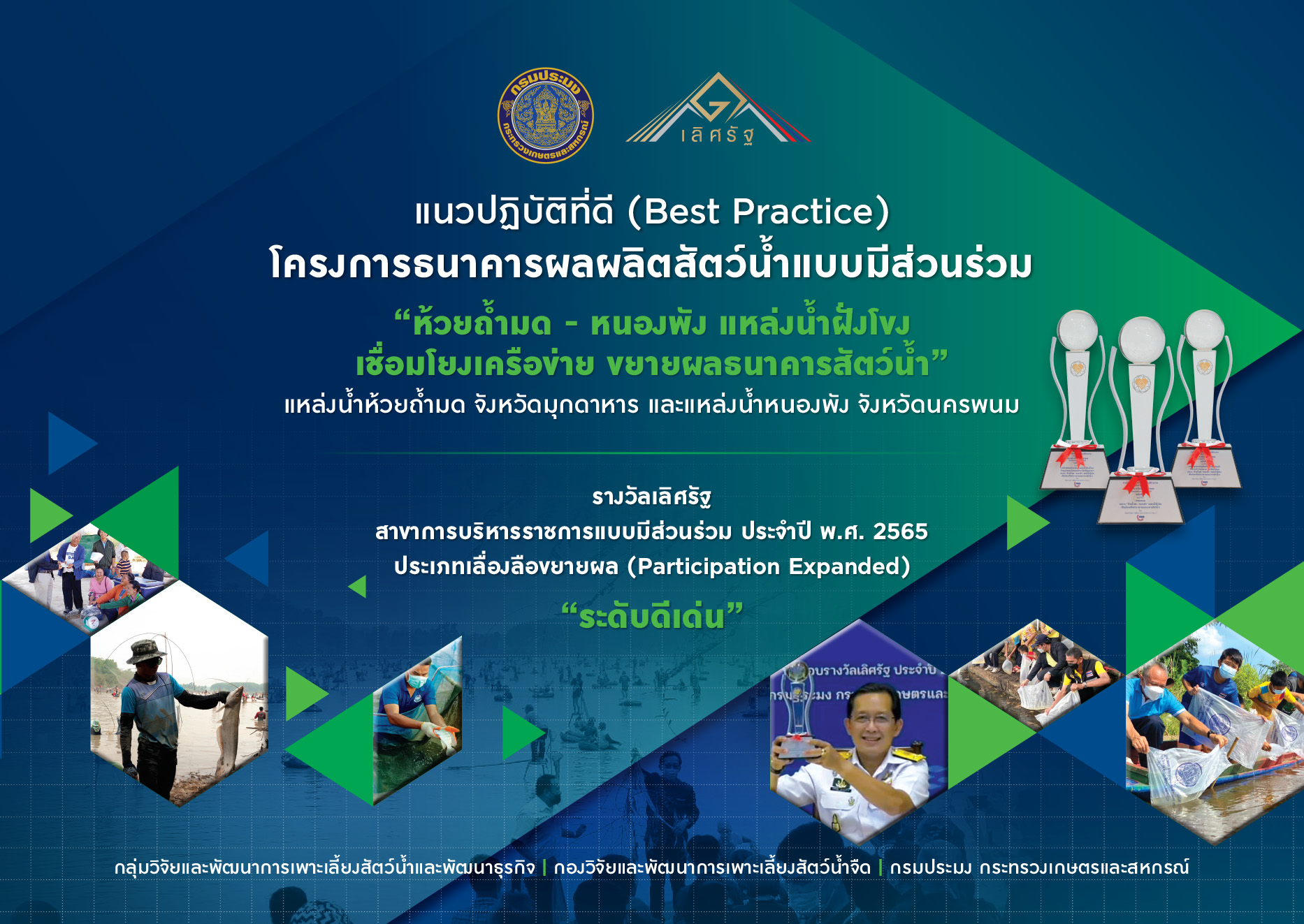 แนวปฏิบัติที่ดี (Best Practice) โครงการธนาคารผลผลิตสัตว์น้ำแบบมีส่วนร่วม ห้วยถ้ำมด - หนองพัง แหล่งน้ำฝังโขง..คลิก
