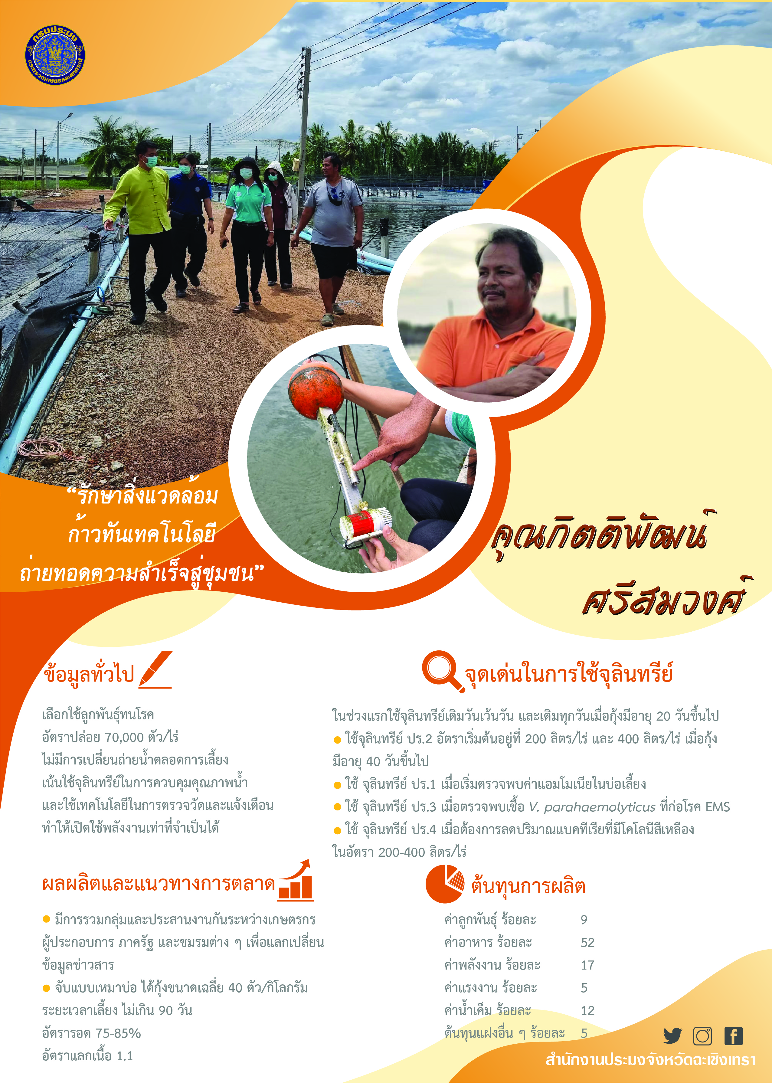 ถอดบทเรียนเกษตรกรผู้เลี้ยงกุ้งจังหวัดฉะเชิงเทรา คุณกิตติพัฒน์ ศรีสมวงศ์
