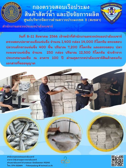 ผลการปฏิบัตองานของเจ้าหน้าที่ประจำสำนักงานตรวจประมงปาดังเบซาร์ในห้วงวันที่ 8-11 สิงหาคม 2566..คลิก