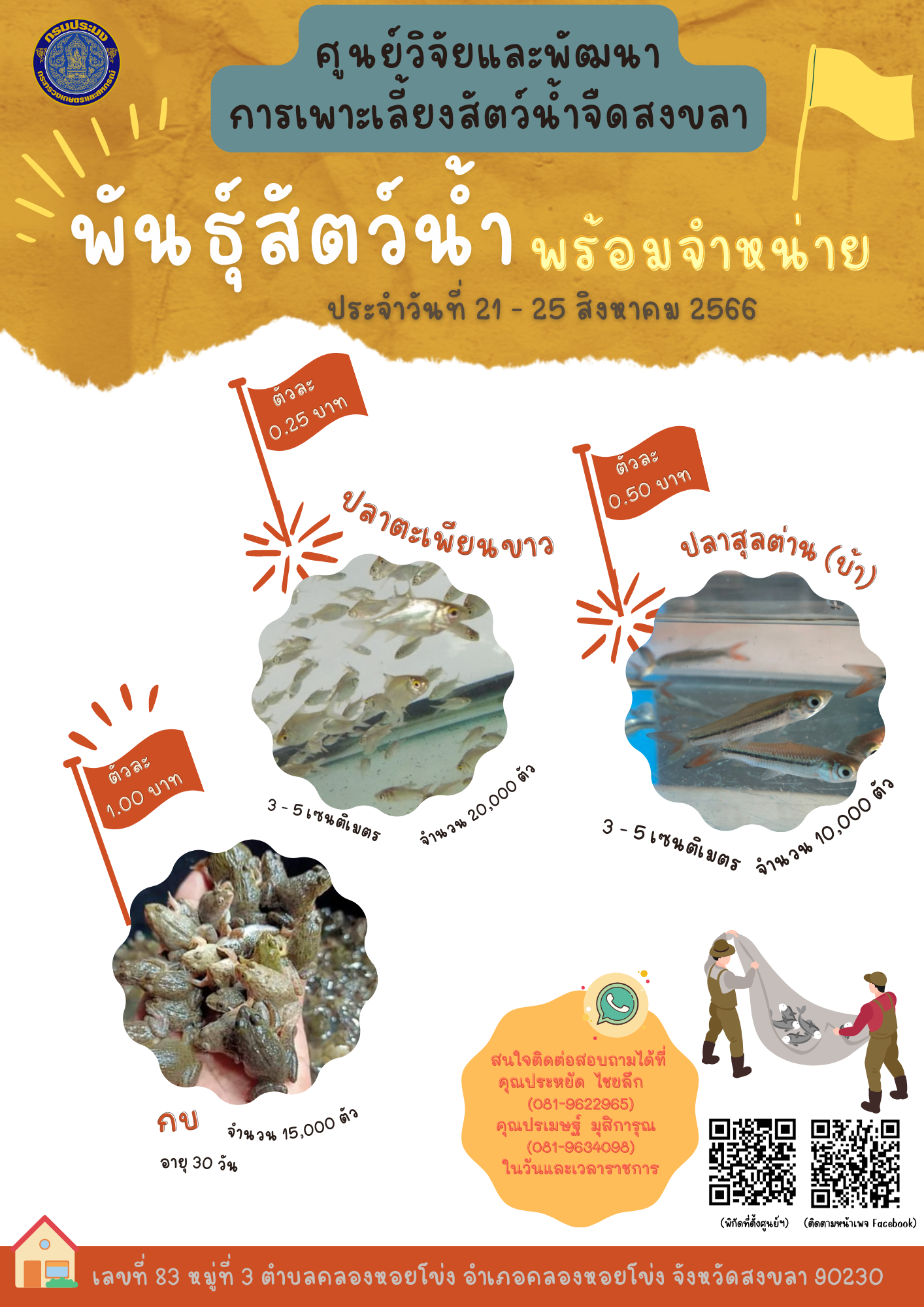 พันธุ์สัตว์น้ำพร้อมจำหน่าย