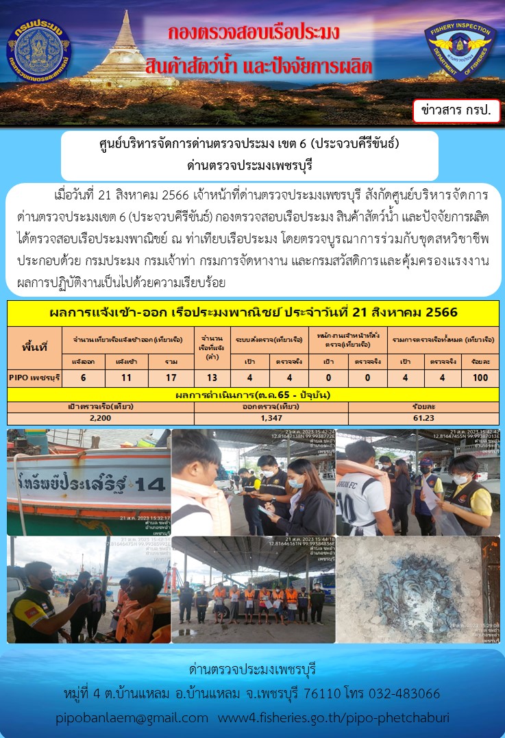 ตรวจสอบเรือประมงพาณิชย์ ณ ท่าเทียบเรือประมง..คลิก