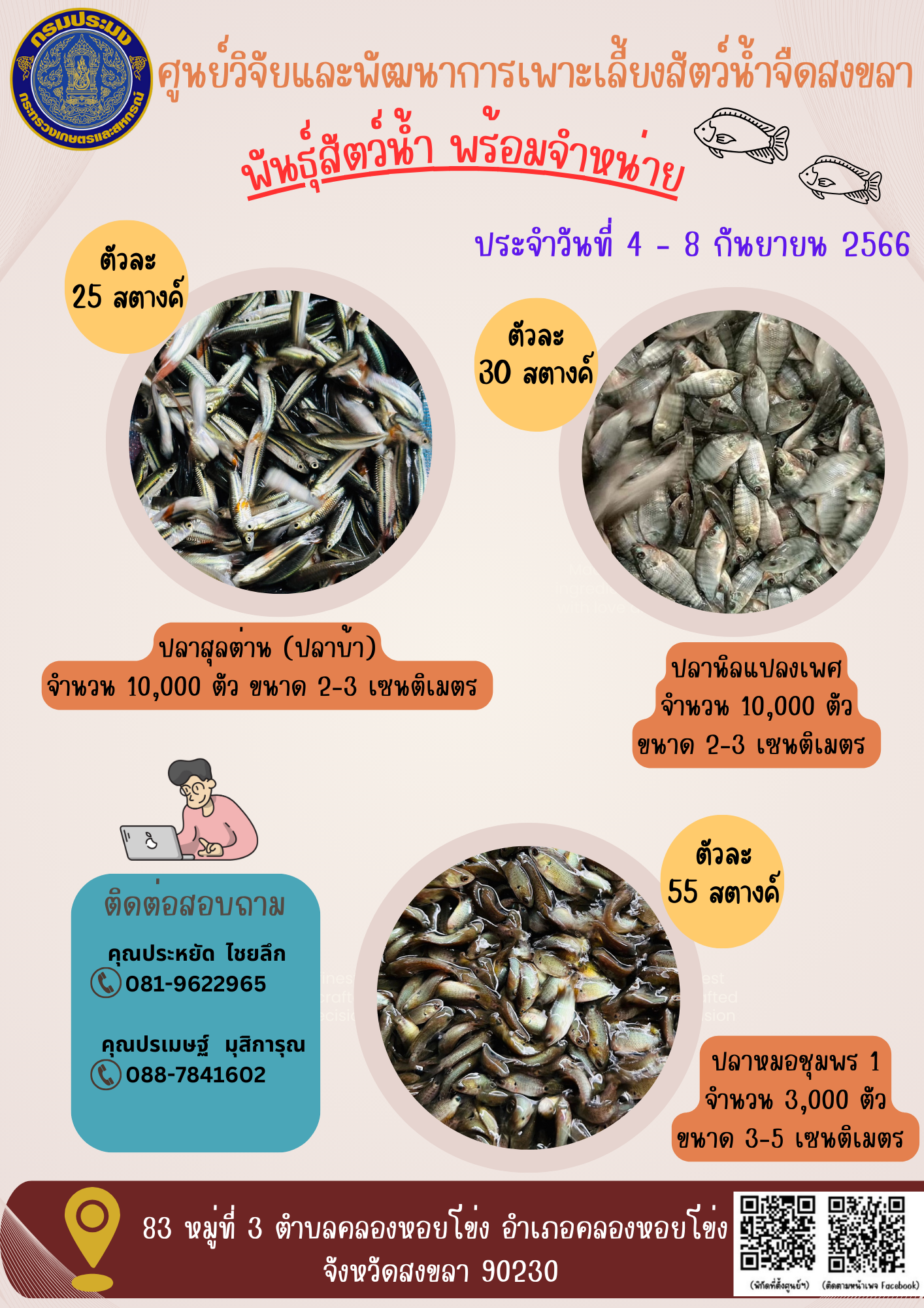 พัันธุ์สัตว์น้ำพร้อมจำหน่าย