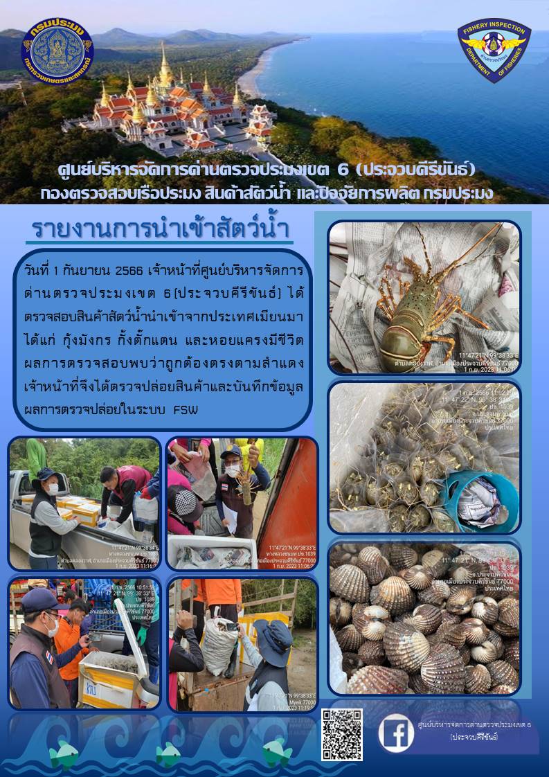 ตรวจสอบสินค้าสัตว์น้ำนำเข้าจากประเทศเมียนมา..คลิก