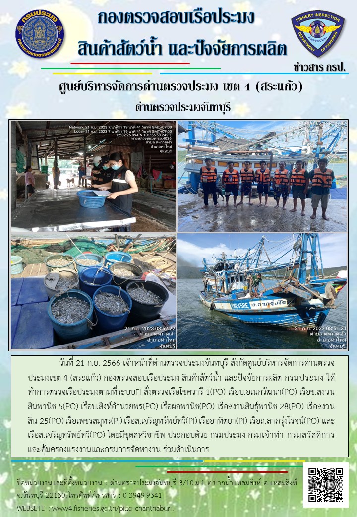 รายงานการปฏิบัติงานประจำวันที่ 21 กันยายน 2566