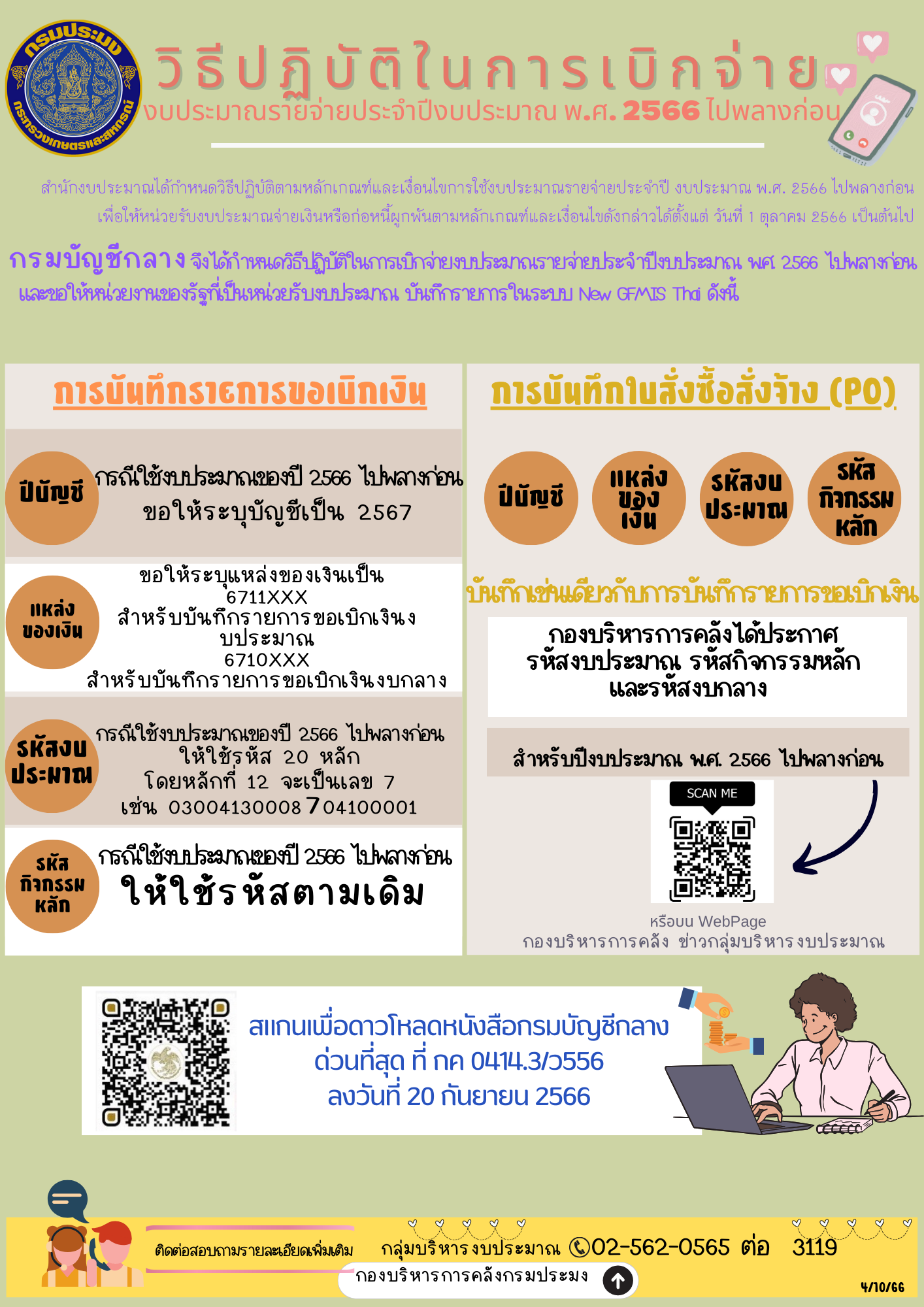 ประชาสัมพันธ์ วิธีปฏิบัติในการเบิกจ่ายงบประมาณรายจ่ายประจำปีงบประมาณ พ.ศ.2566 ไปพลางก่อน..คลิก