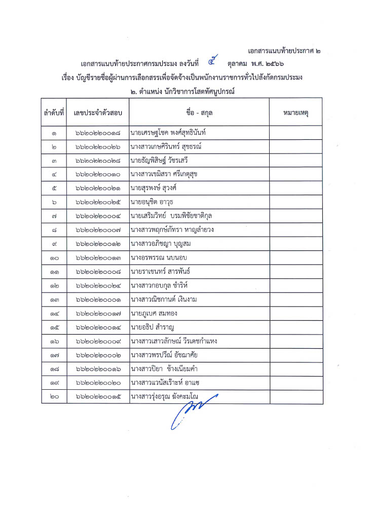 ประกาศบัญชีรายชื่อผู้ผ่านการเลือกสรรเพื่อจัดจ้างเป็นพนักงานราชการทั่วไปสังกัดกรมประมง..คลิก