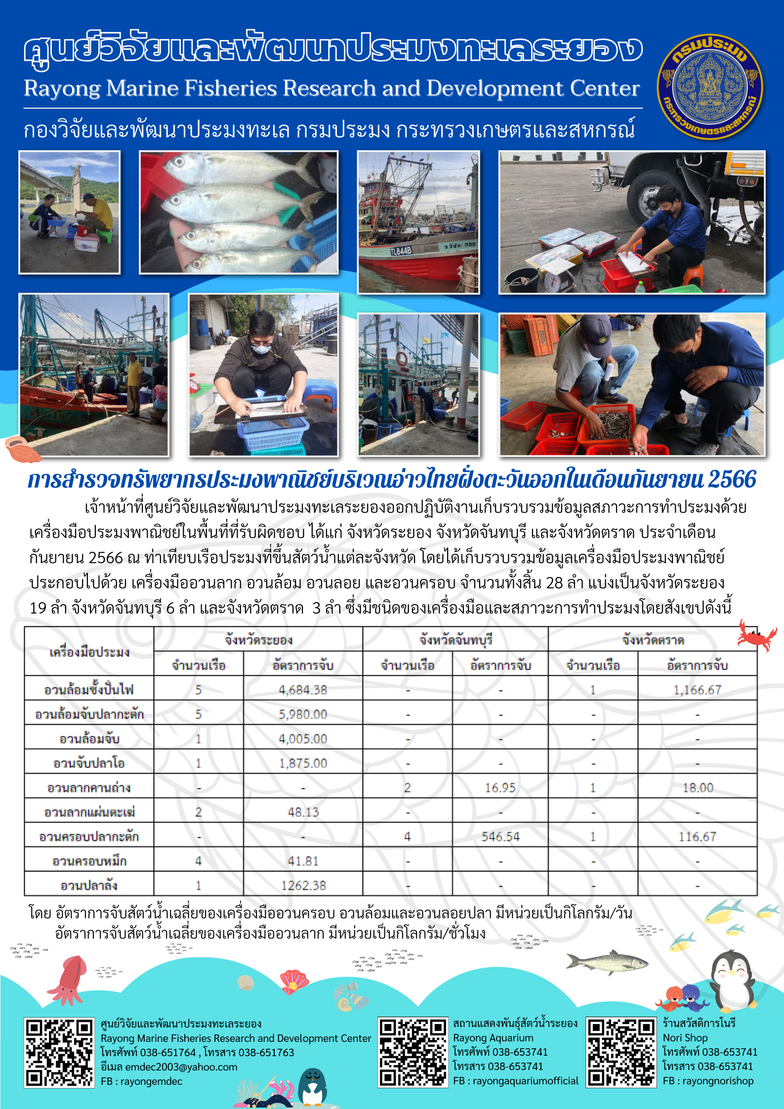 การสำรวจทรัพยากรประมงพาณิชย์บริเวณอ่าวไทยฝั่งตะวันออก เดือนกันยายน