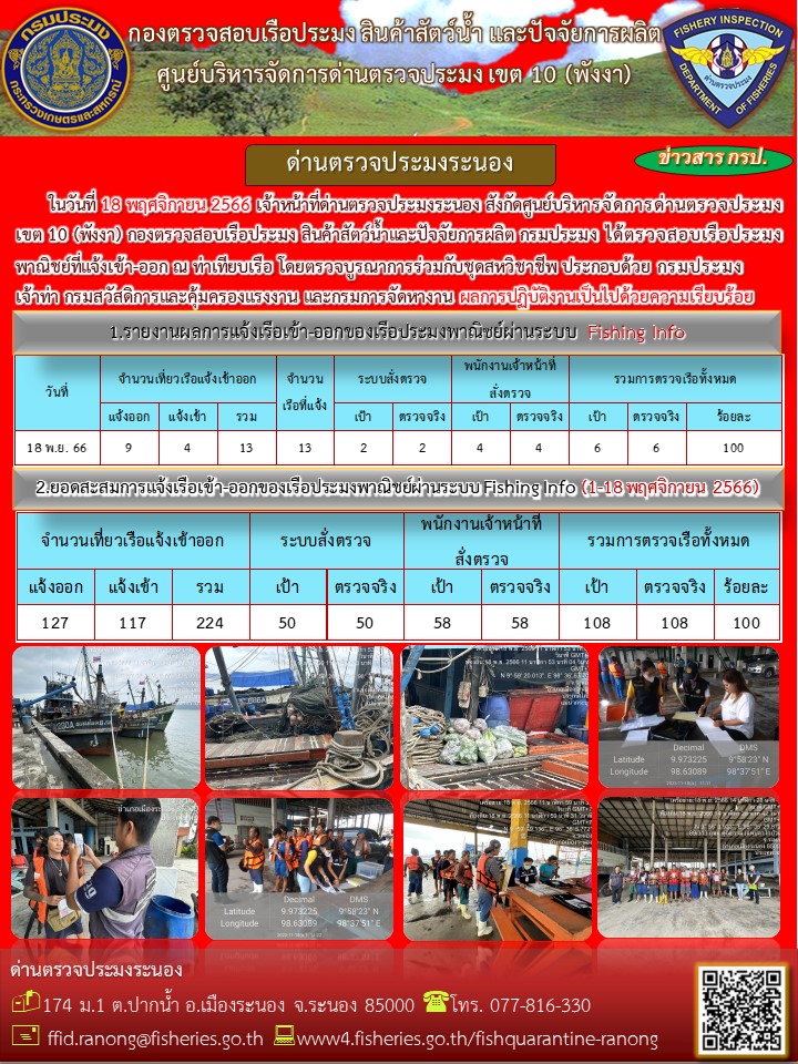 ตรวจสอบเรือประมงพาณิชย์ ณ ท่าเทียบเรือ..คลิก