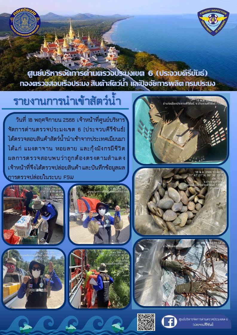 ตรวจสอบสินค้าสัตว์น้ำนำเข้าจากประเทศเมียนมา..คลิก