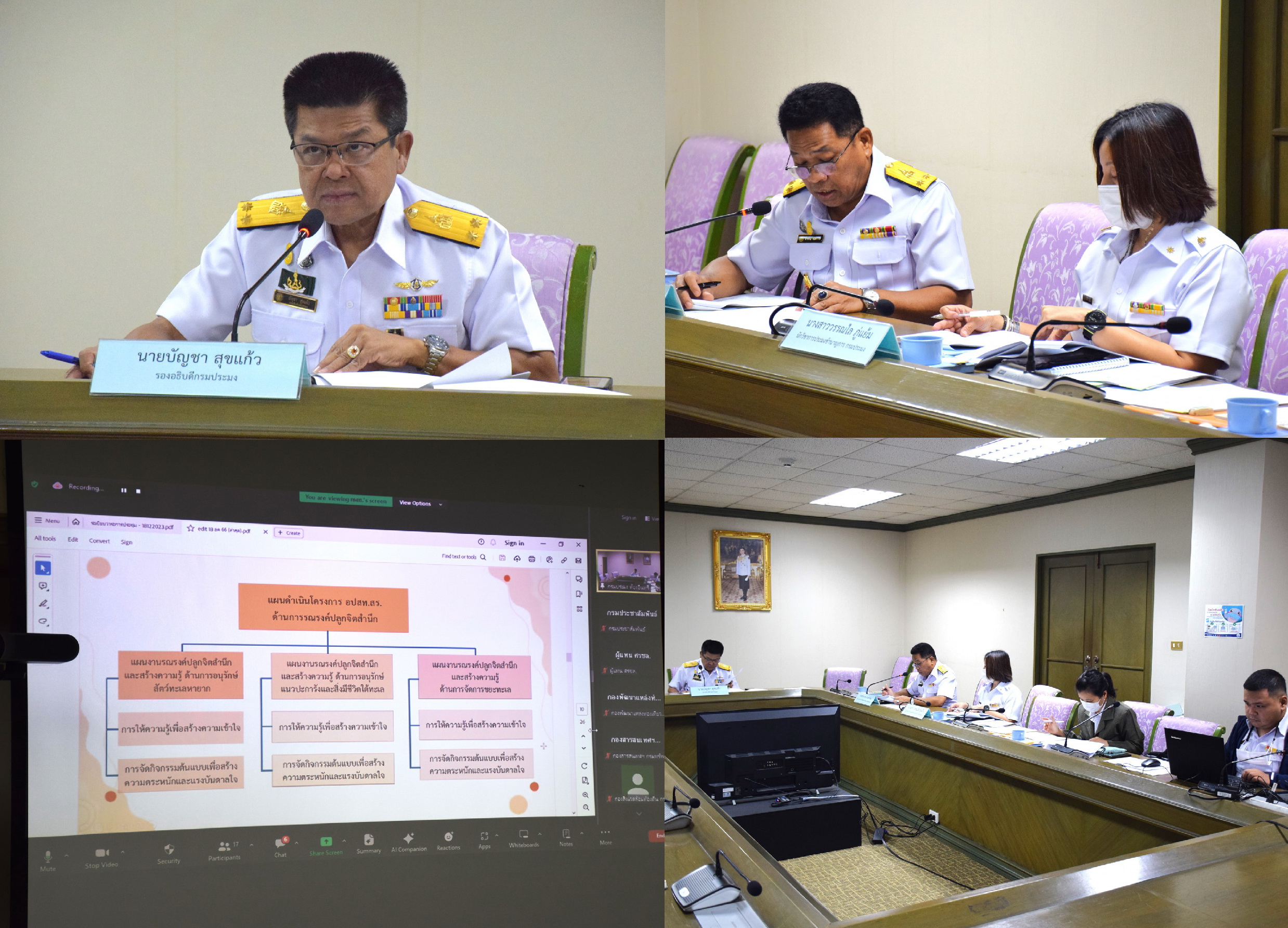 การประชุมคณะกรรมการดำเนินงานโครงการอนุรักษ์แนวปะการังและสิ่งมีชีวิตใต้ทะเลไทย ในพระดำริสมเด็จพระเจ้าลูกเธอ เจ้าฟ้าสิริวัณณวรี นารีรัตนราชกัญญา ด้านการรณรงค์ปลูกจิตสำนึก