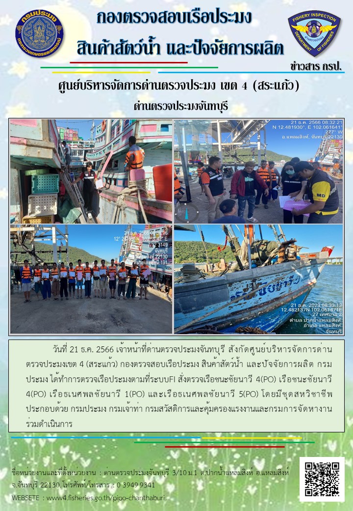 รายงานการปฏิบัติงานประจำวันที่ 21 ธันวาคม 2566