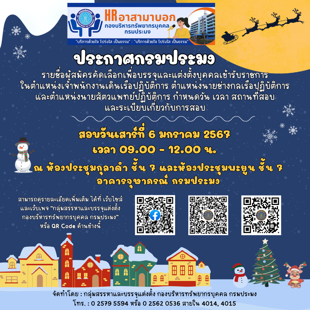 ประกาศรายชื่อผู้สมัครเข้ารับคัดเลือกฯ..คลิก
