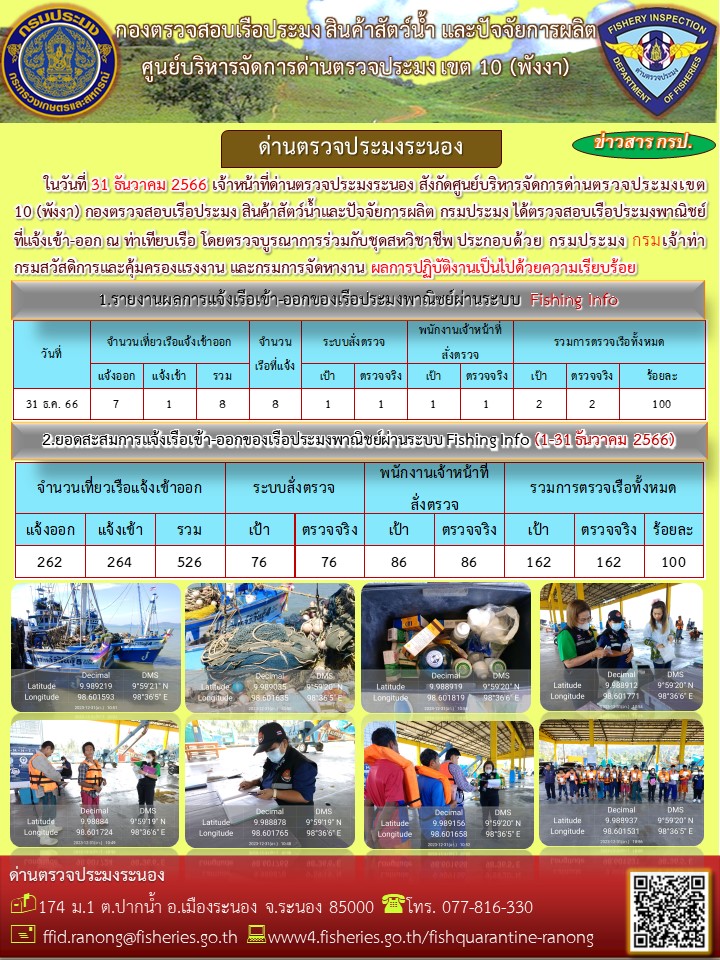 ตรวจสอบเรือประมงพาณิชย์ ณ ท่าเทียบเรือ..คลิก