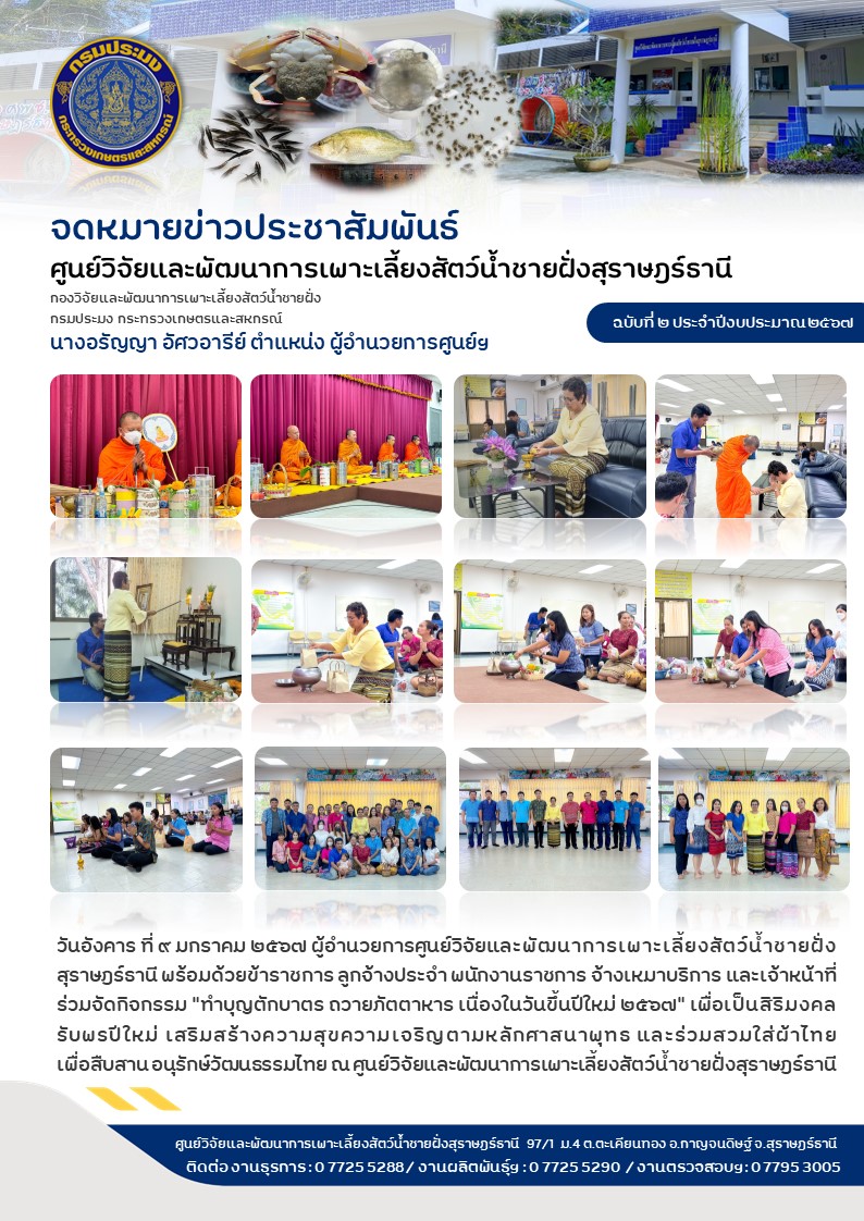 กิจกรรม “ทำบุญตักบาตร ถวายภัตตาหาร เนื่องในวันขึ้นปีใหม่ ๒๕๖๗”..คลิก