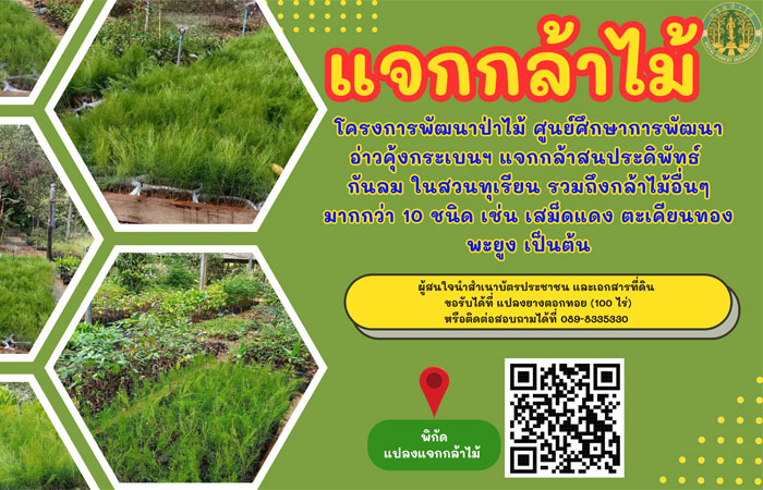 โครงการพัฒนาป่าไม้ ศูนย์ศึกษาการพัฒนาอ่าวคุ้งกระเบนฯ แจกกล้าไม้มากกว่า 10 ชนิด
