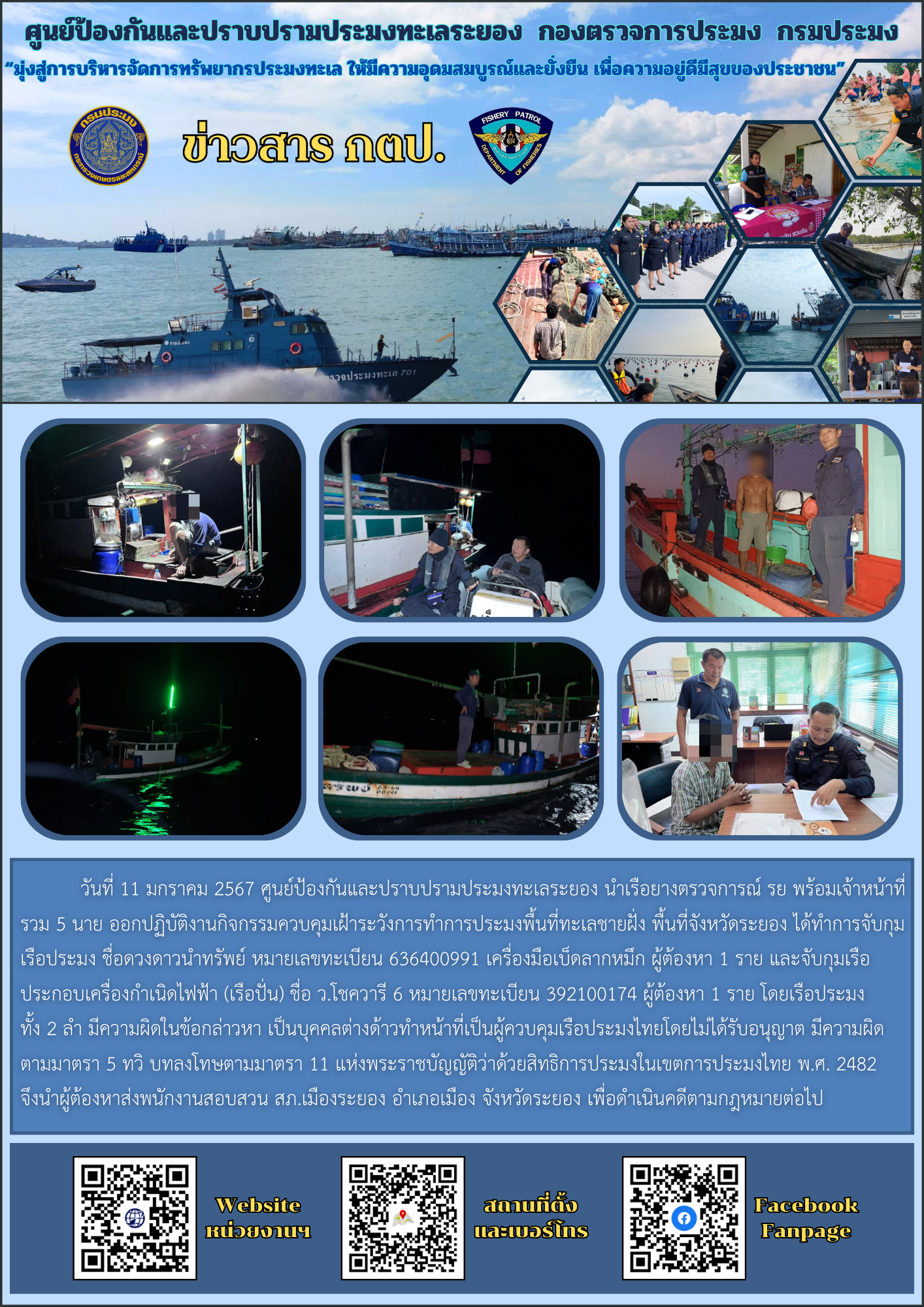 จับกุมเรือประมงที่มีผู้ควบคุมเรือเป็นบุคคลต่างด้าว..คลิก