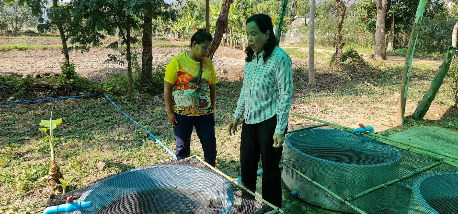 ลงพื้นที่โครงการฟาร์มตัวอย่างตามแนวพระราชดำริบ้านบ่อหวี เพื่อติดตามผลการดำเนินงานกิจกรรมส่งเสริมการเพาะเลี้ยงปลาสวยงาม