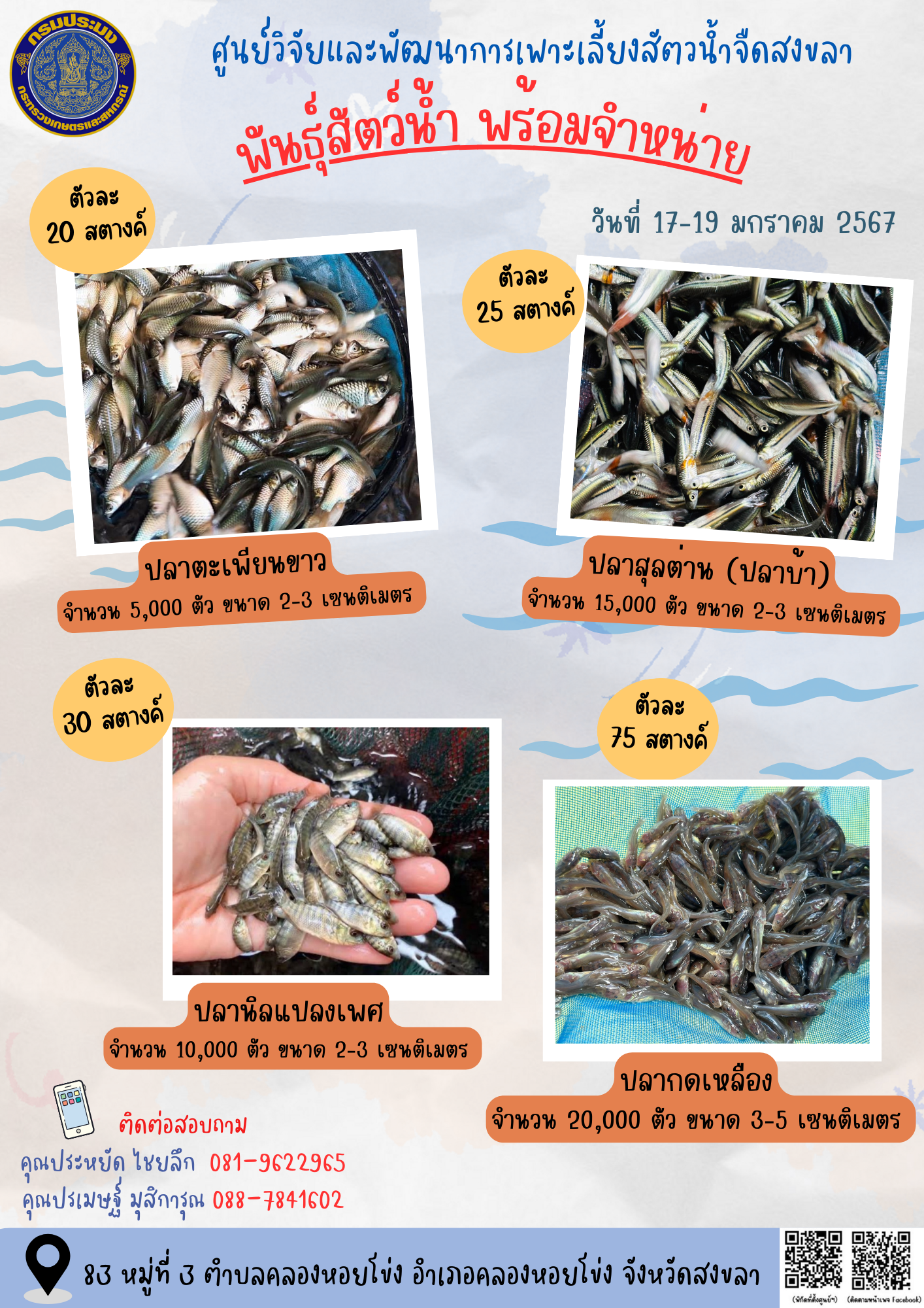 พันธุ์สัตว์น้ำพร้อมจำหน่าย