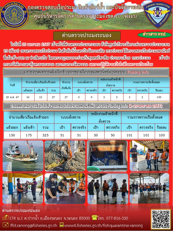 ตรวจสอบเรือประมงพาณิชย์ ณ ท่าเทียบเรือ..คลิก