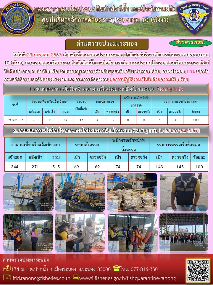 ตรวจสอบเรือประมงพาณิชย์ ณ ท่าเทียบเรือ..คลิก