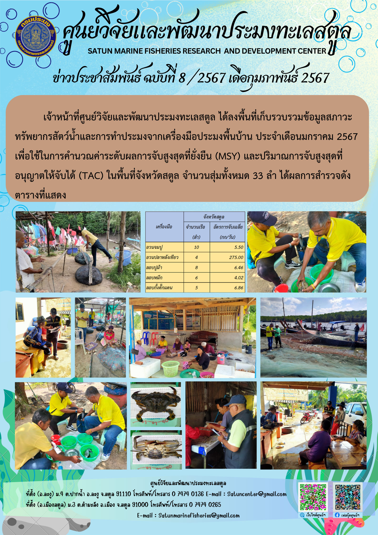 ข่าวประชาสัมพันธ์  ฉบับที่ ๘/๒๕๖๗  ประจำเดือนกุมภาพันธ์  ๒๕๖๗..คลิก