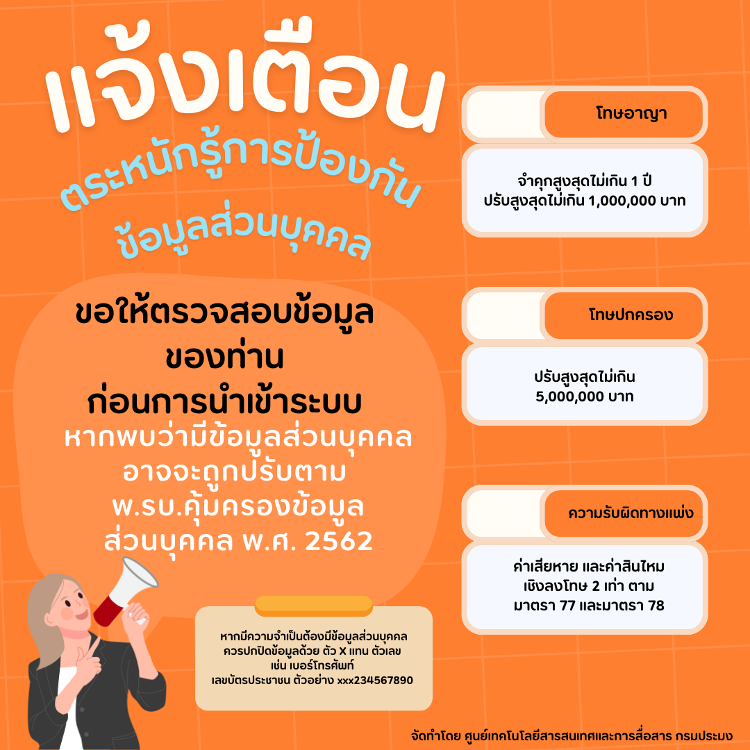 ตระหนักรู้การป้องกันข้อมูลส่วนบุคคล..คลิก