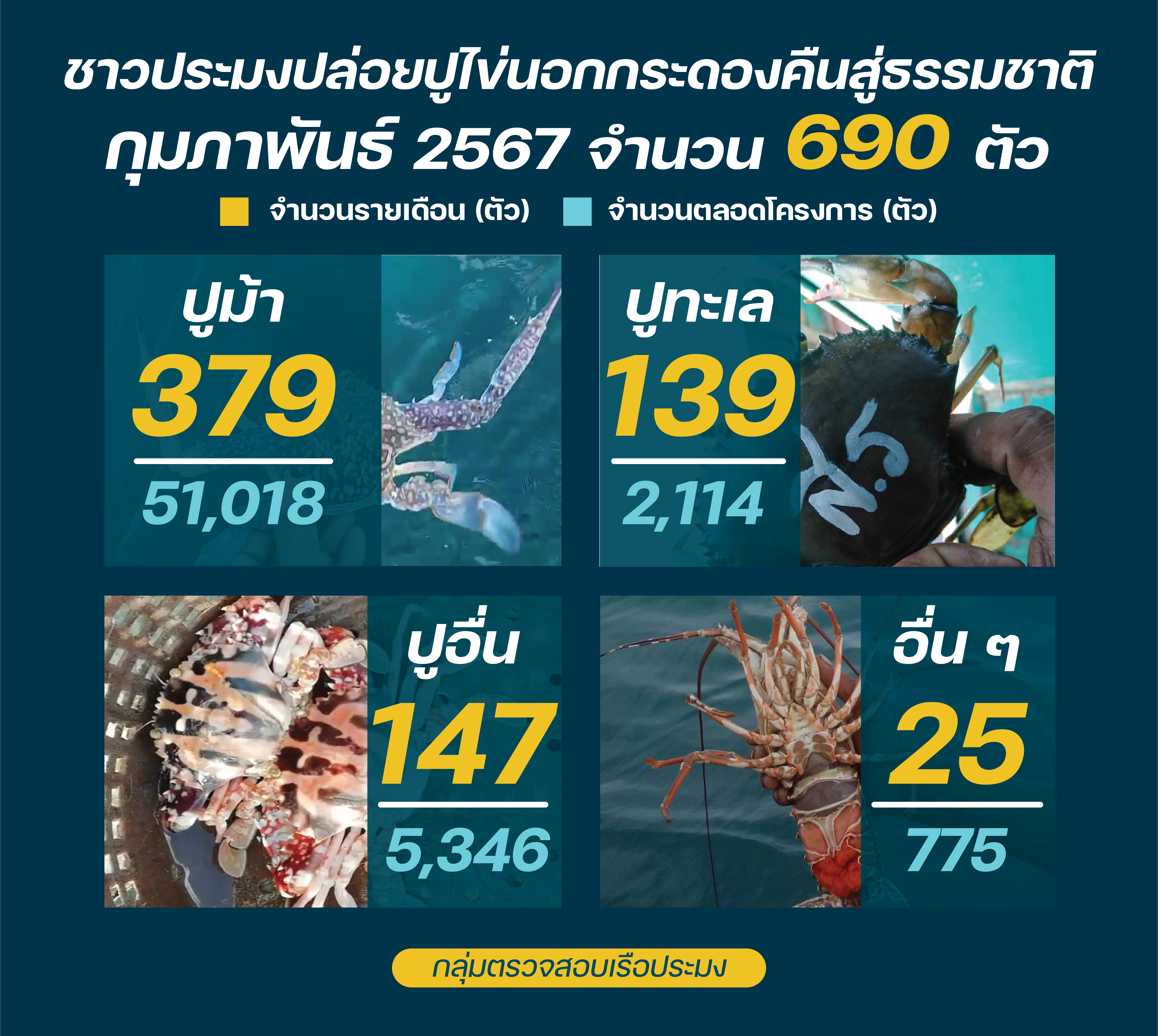 ชาวประมง ปล่อยปูไข่ กุมภาพันธ์ 2567..คลิก