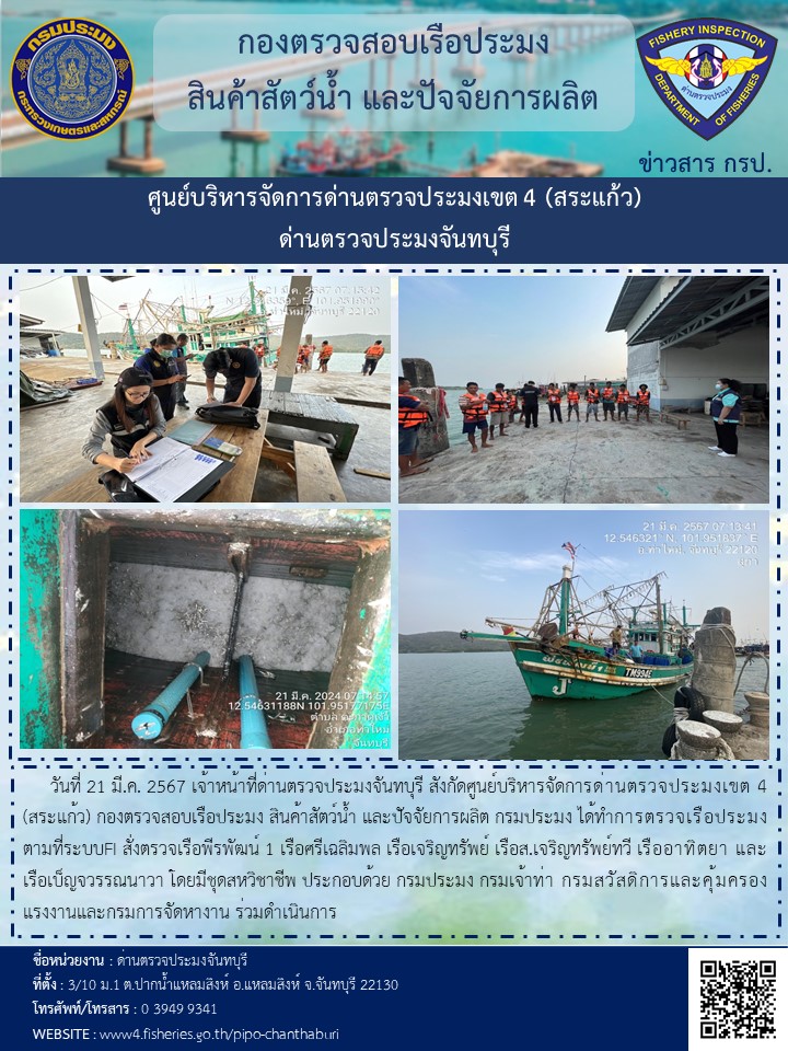 รายงานการปฏิบัติงานประจำวันที่ 21 มีนาคม 2567