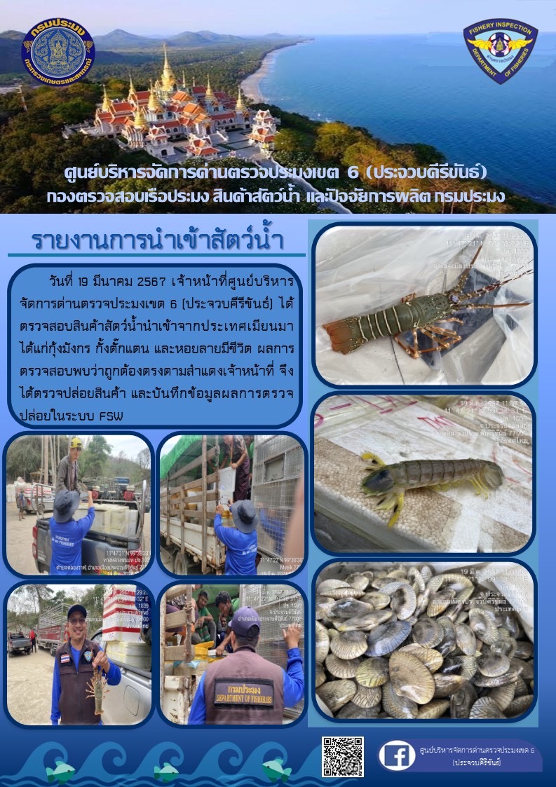 ตรวจสอบสินค้าสัตว์น้ำนำเข้าจากประเทศเมียนมา..คลิก