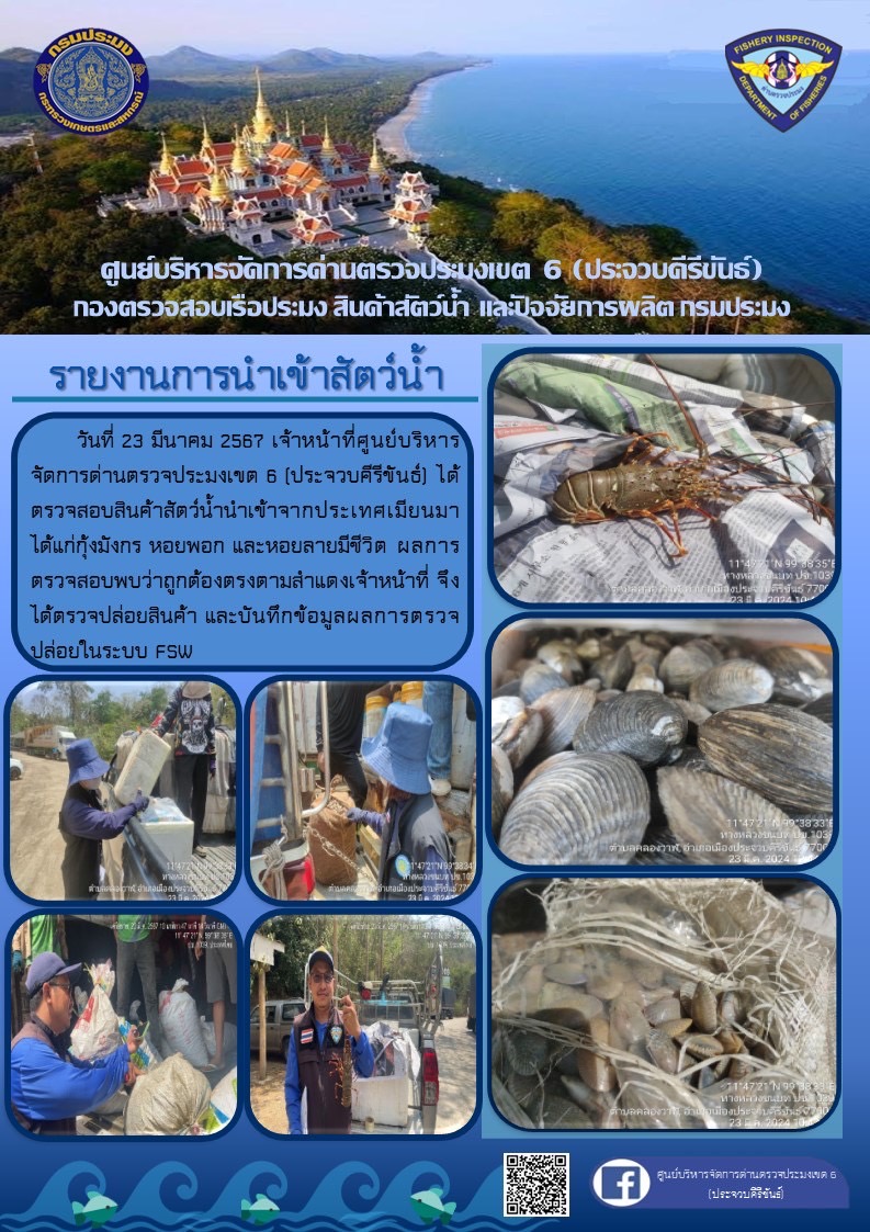 ตรวจสอบสินค้าสัตว์น้ำนำเข้าจากประเทศเมียนมา..คลิก