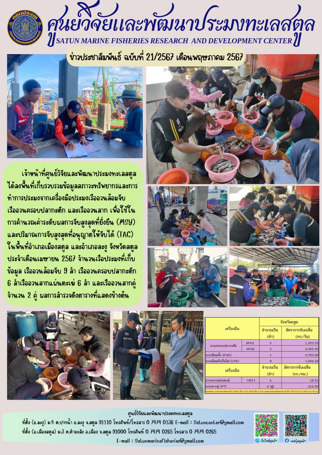 ข่าวประชาสัมพันธ์  ฉบับที่ ๒๑/๒๕๖๗  ประจำเดือนพฤษภาคม  ๒๕๖๗..คลิก